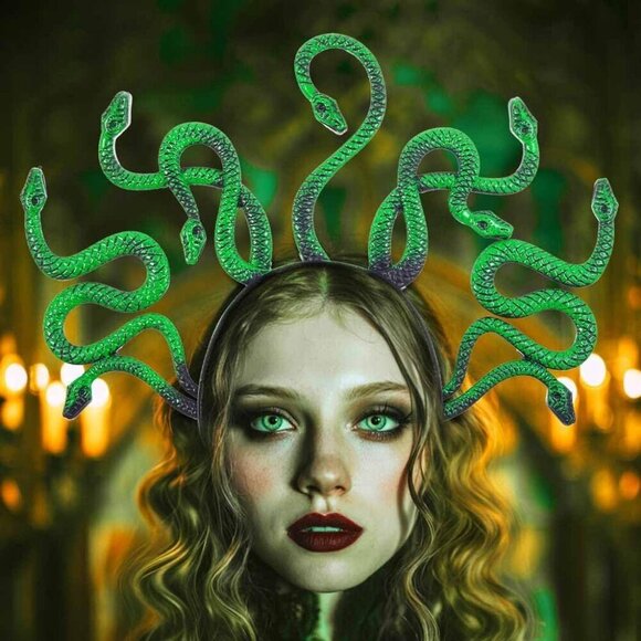 Snake Headband Plastic Green Halloween Cosplay Hair Accessory Women main image 6